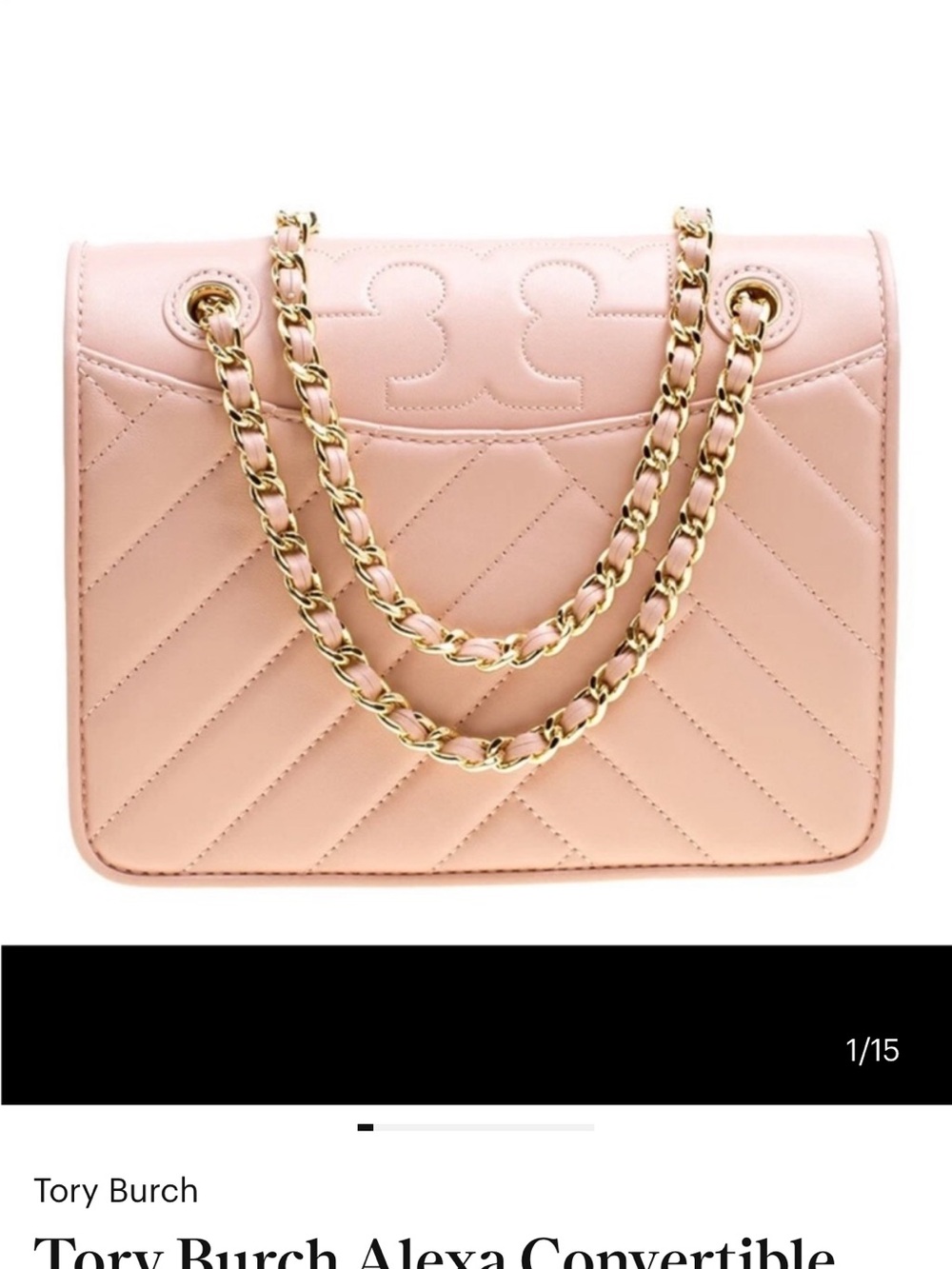 Tory Burch Blush Quilted Leather Chain Crossbody - w/ dust bag- NWOT - Picture 6 of 6